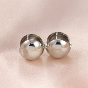 Minimalist silver mirror ball stud earrings in polished 18K gold plated brass finish