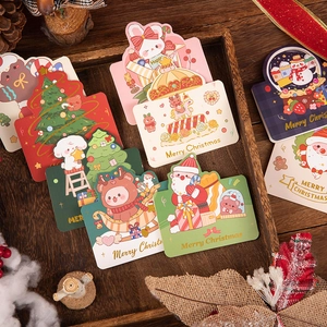 Christmas Greeting Cards With Envelopes Gold Foil Stamping Cardboard Cartoon Holiday Blessing Gift Message Card