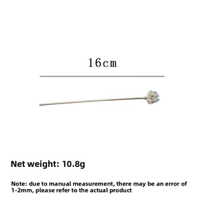 Detailed view of 16cm golden lotus hair pin with white bud and 10.8g weight specs