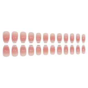 Pink gradient cat-eye press-on nails in 24 pieces with a starry glitter finish