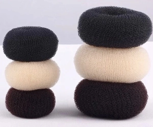 Kids hair bun maker donut set in black, beige and brown colors with two sizes