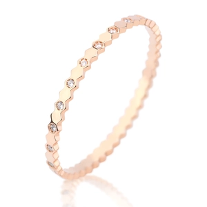 Hexagonal Honeycomb Bangle Bracelet Geometric Copper Micro Pave Zircon Simple Elegant Fashion Jewelry For Women