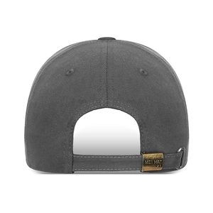 Dark grey cotton baseball cap rear view with adjustable vintage bronze metal buckle