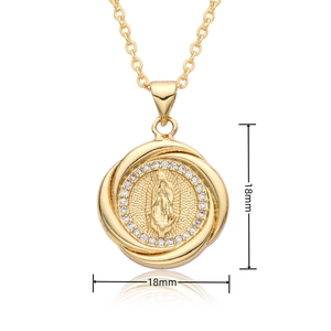 18k gold plated Virgin Mary necklace with sparkling cubic zirconia pavé setting