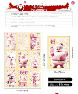 Détail des stickers de Noël roses 3D avec dimensions pour vitres et fenêtres
