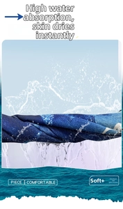 Close-up of microfiber beach poncho showing rapid water absorption and quick-dry texture