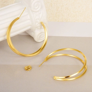 Exaggerated double layer gold circle hoop earrings in 304 stainless steel minimalist design