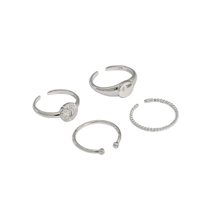 Minimalist S925 sterling silver adjustable rings set with zircon and celestial motifs