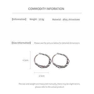 Tableau des tailles avec hauteur 4.5cm et largeur 2.5cm pour boucles d'oreilles strass