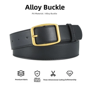 Detail showing the matte silver alloy buckle and black PU leather strap texture