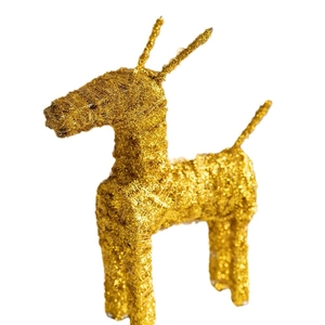 Sparkling gold glitter wire reindeer figurine for elegant Christmas home decor display