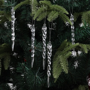 Transparent Plastic Spiral Icicle Ornaments For Christmas Tree Decoration Holiday Winter Party Hanging Pendants Elegant Decor
