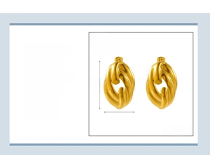 Detailed size chart for 18K gold plated stainless steel twisted oval hoop earrings