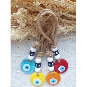 Evil Eye Glass Hanging Decoration Handmade Hemp Rope Nazar Bead Home Car Wall Decor Bohemian Mediterranean Style Ornament