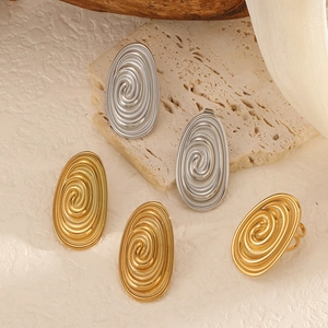 Bagues spirales ovales en acier inoxydable doré 18K et argent sur pierre