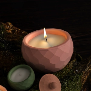 Faceted hexagonal candle jar silicone mold with lid for DIY crystal resin craft