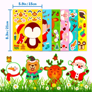 Detail of DIY Christmas stickers with Santa and reindeer designs in 15x21cm size