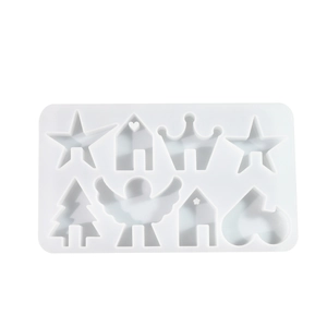 DIY silicone mold for resin ornaments featuring angel, house, and star shapes