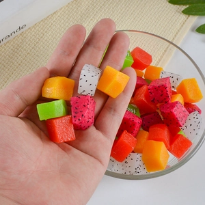 Artificial fruit cubes including dragon fruit and kiwi for DIY crafts and decor