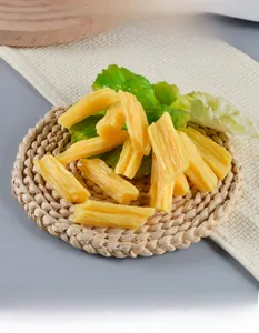 Detalle del modelo realista de piel de tofu de PVC sobre esterilla tejida y lechuga fresca