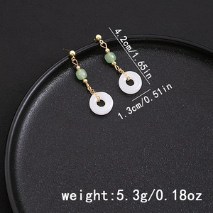 Detail view of beaded drop earrings with size 4.2cm and weight 5.3g measurements