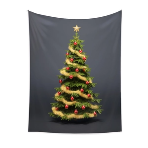 Dettaglio dell'arazzo dell'albero di Natale bohémien con trama in tessuto di poliestere di alta qualità