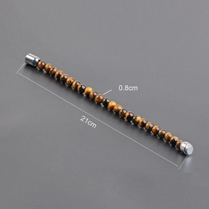 Minimalist 8mm Tiger Eye stone beaded bracelet with magnetic stainless steel clasp