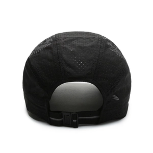 Men's breathable mesh flat cap in black with dragon print and adjustable buckle strap