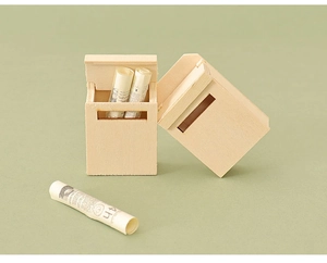 Miniature wooden dollhouse mailbox model with tiny scrolls for Christmas DIY decor