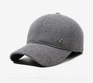 Close-up of gray winter baseball cap showing thick wool texture and ProHike side logo