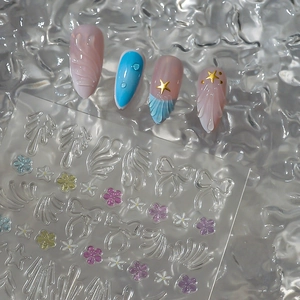 3D-geprägte Blumen-Nagelsticker und Schleifen für professionelles Nailart-Design