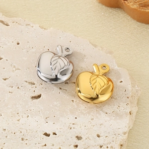 Golden and silver hollow apple charms on natural stone base for DIY jewelry making