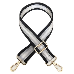 Adjustable 3.8cm nylon striped shoulder strap with gold hardware for crossbody bags
