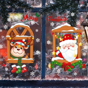 Christmas window stickers featuring Santa and Reindeer designs for festive home glass decor