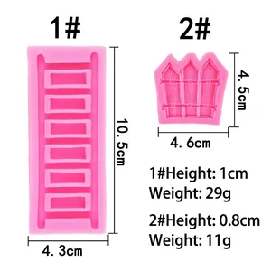Pink silicone ladder and fence molds for fondant and resin with precise dimensions