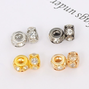 Perline distanziatrici in rame con strass per bracciali DIY in argento nero oro e rosa