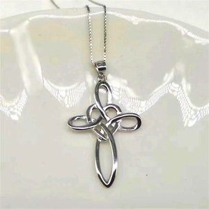 Elegant S925 sterling silver Celtic knot cross pendant necklace for women in silver finish