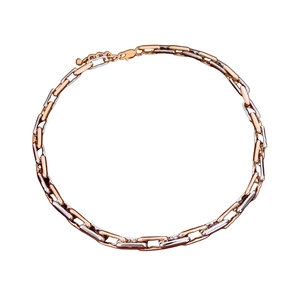 Dual-tone gold and silver link chain necklace with adjustable lobster clasp closure