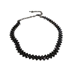 Sparkling black crystal choker necklace with faceted stones and adjustable chain