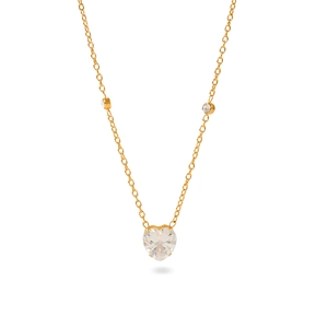 Minimalist 18K gold plated stainless steel necklace featuring a heart-cut zircon pendant