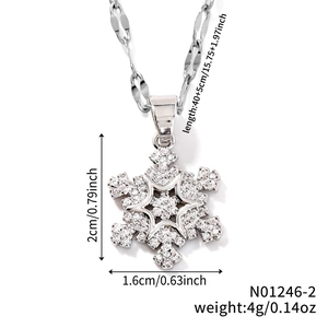 Spécifications détaillées de la taille du collier flocon avec dimensions et longueur