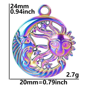 Detailed dimensions of rainbow celestial pendant showing size of 24mm height and 20mm width