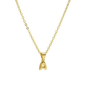 Polished 18k gold plated brass balloon letter A pendant necklace for women