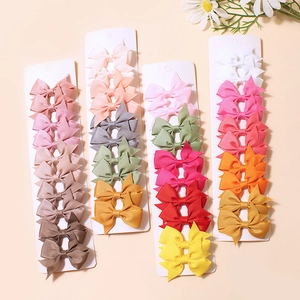 Kids Girls Grosgrain Ribbon Bow Hair Clips Alligator Clips Multi Color Solid Handmade Cute Hair Accessories
