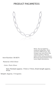 Macro view of S925 sterling silver twisted oval link necklace with 47cm chain detail