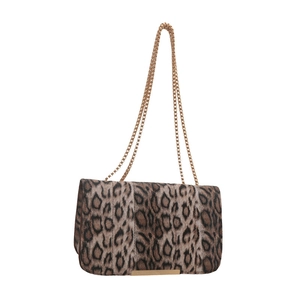 Borsa a tracolla alla moda con stampa leopardata, catena dorata e dettagli in metallo