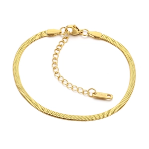 Elegant 18K gold plated stainless steel snake chain bracelet with adjustable lobster clasp