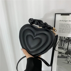 Herzform Umhängetasche PU Leder Geraffter Griff Elegante Schultertasche Für Damen Vielseitig Stilvoll