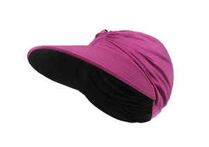 Side view of rose purple sun visor hat featuring a wide brim and quick-dry black lining