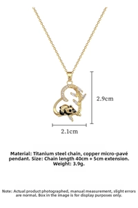 Macro shot of titanium steel panda heart pendant with sparkling cubic zirconia inlay